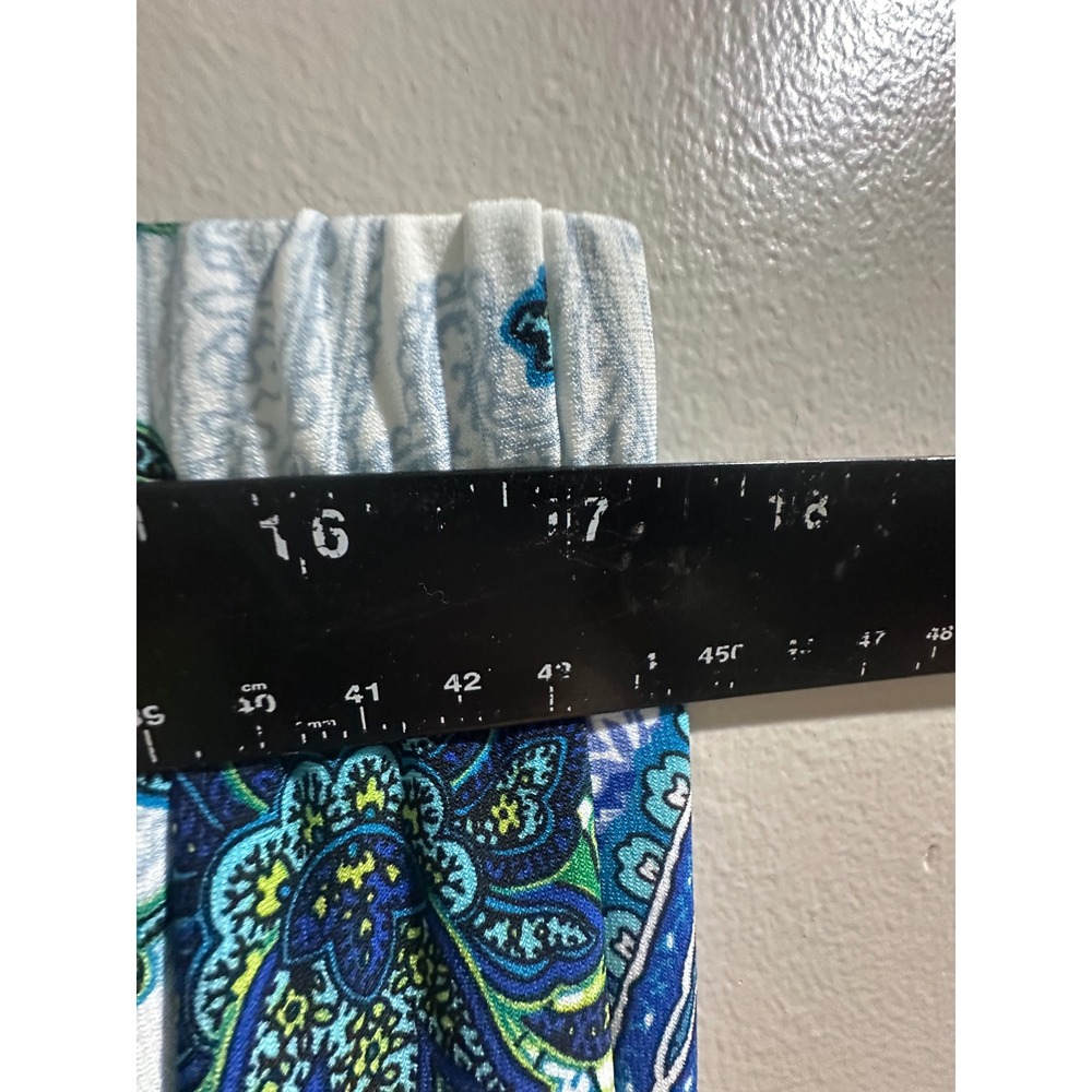 Chicos Blue Green Paisley Wide Leg Pull On Pants Size 2 XL Stretch Jersey Knit - Picture 3 of 6
